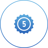 Seal with a number 5 in the centre to represent quality and 5 year warranty on the battery