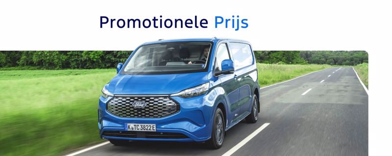 **E-Transit Custom Trend** - Vanaf **€ 38.327** excl. BTW (100% elektrisch)