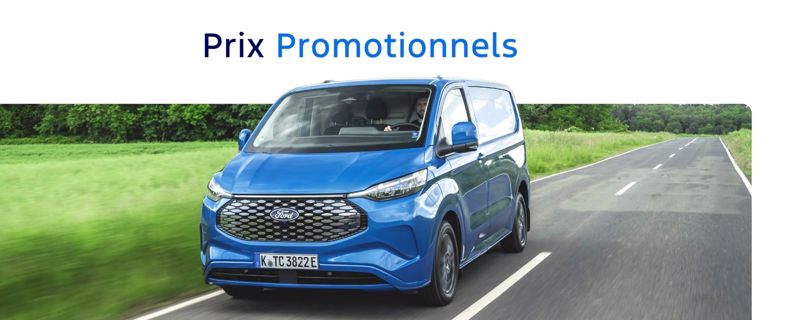 **E-Transit Custom Trend** dès **38.327€** HTVA (100% électrique)