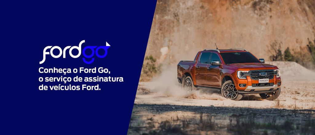 Logo Ford Go e Nova Geração Ford Ranger em ambiente off-road
