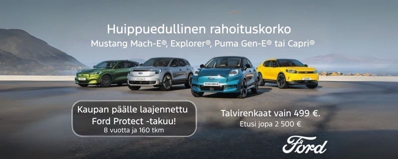 Koko Ford-henkilöautomallistoon 0,4% korko + kulut!
