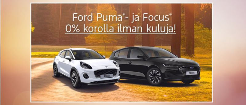 Ford Puma®- ja Focus® -malleja nyt 0% korolla ilman kuluja!