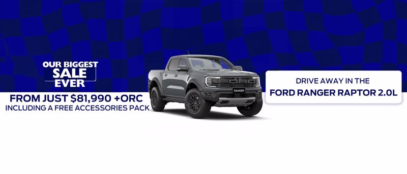 Drive away in the Ford Ranger Raptor 2.0L