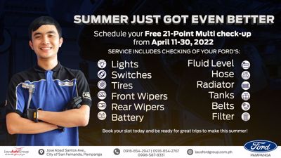 Ford Free 21-point multi check-up April 11-30, 2022